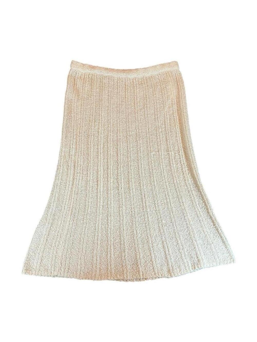Vintage White Knit Midi Skirt